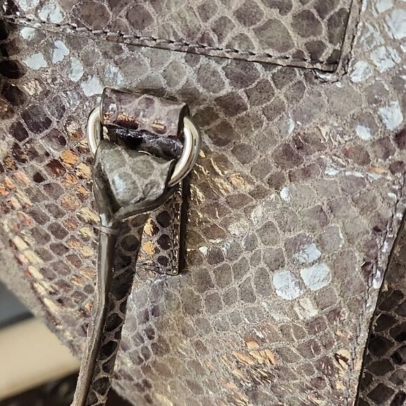 MICHAEL KORS Hamilton Dark Grey Python Snakeskin Prints Small Satchel Bag - Picture 5 of 16